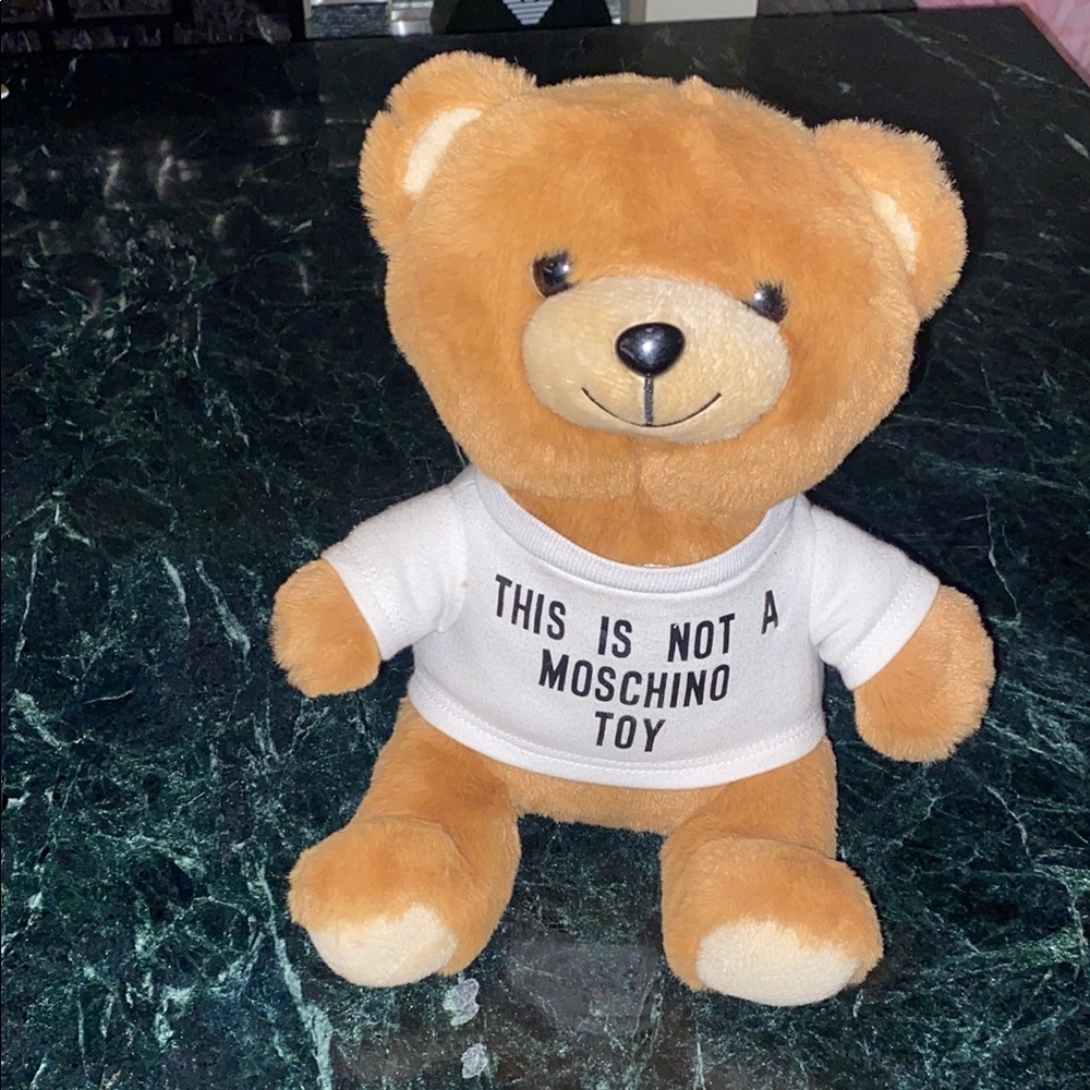 Moschino Brown Teddy Bear Purse with White Logo Tee